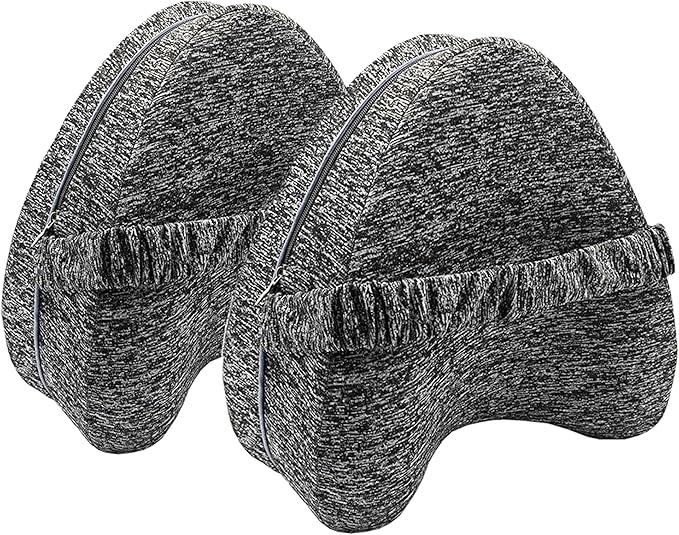 Replacement Pillowcase Pillow Cover with Elastic Strap for Contour Legacy Leg & Knee Foam Support Pillow-Cover ONLY (Gray, 2-Pack)