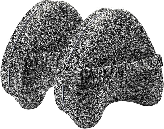Replacement Pillowcase Pillow Cover with Elastic Strap for Contour Legacy Leg & Knee Foam Support Pillow-Cover ONLY (Gray, 2-Pack)