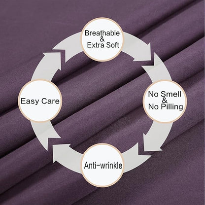4 Piece Bed Sheets Set (Full,Purple) 1 Flat Sheet,1 Fitted Sheet and 2 Pillow Cases,Brushed Microfiber Luxury Bedding with Deep Pockets