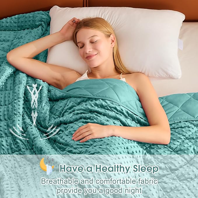 Teal Weighted Blanket for Adults 20lbs, 48"x72", Twin Full Size Cooling Minky Heavy Throw Blanket for 130-220lbs, Soft Winter Thick Big Blankets Weighted Comforter Gift for Sleeping