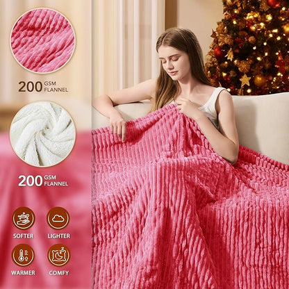 Homemate Heated Blanket Electric Throw - 50"x60" Heating Blanket Throw 1/2/4/6/8 Hours Auto-Off 10 Heat Levels Over-Heat Protection Soft Flannel Sherpa ETL Certification