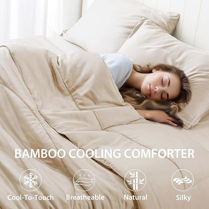 Bamboo Viscose All Season Comforter/Blanket - Ultra Soft & Breathable Comfort - Perfect Medium Weight for Snuggling Without Overheating - Enjoy Cozy Sleep All Night