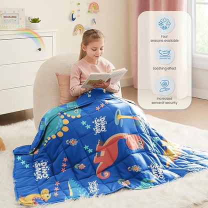 HOSUKKO Weighted Blanket - 3 lbs Blue Dinosaur Heavy Blanket - Breathable Blanket(36 * 48 inches, 3 lbs)