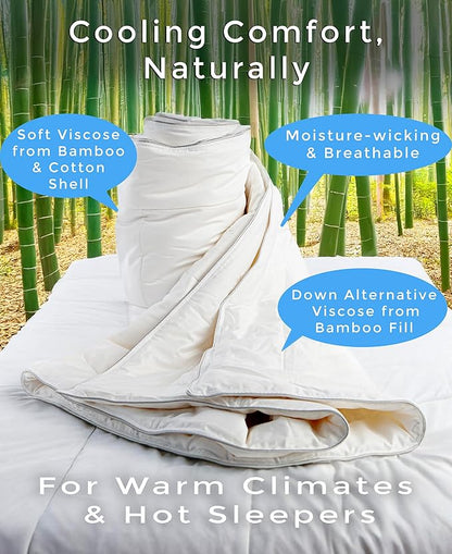 Desert Breeze Distributing Natural Comforter � Viscose from Bamboo Lightweight, Breathable, Down Alternative Quilt or Blanket, Duvet Insert, Queen Size