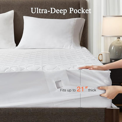 Beautyrest Cotton Heated Mattress Pad - Bed Warmer with 20 Heat Settings Controller, Auto Shut Off Timer, All Around Elastic Deep Pocket, UL Certified, Machine Washable, White Twin