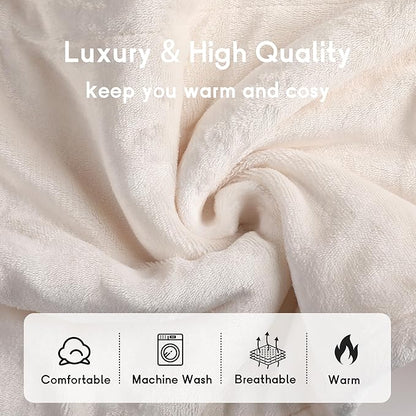 Heated Blanket Electric Blanket Queen Size 84''x90'' with 10 Heating Levels, 1-12 Hour Auto Shut Off, Machine Washable, Dual Controller Soft Warming Blanket for Couch, Bed, Office - White