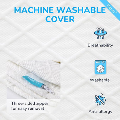 RECCI Memory Foam Mattress Topper, Pressure-Relieving Mattress Topper for Back Pain, Non-Slip Design with Removable & Washable Cover, CertiPUR-US Certified, 3 Inch Twin
