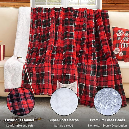 Red Heated Weighted Blanket for Adults 20Lbs Queen Size 60"x80", 2-in-1 Electric Heating Pad Lap Heavy Blanket for 190-210 lbs for Couch, 10 Level 1-8H Auto Off, Christmas Birthday Gifts for Women Mom