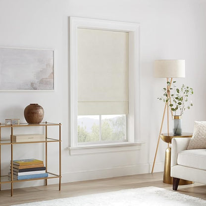 ECLIPSE Drew Noise Reducing Blackout Cordless Lined Window Roman Shade for Living Room, 35 in x 64 in, Ivory