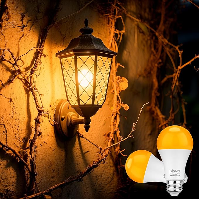 KINUR Amber Sleep Light Bulbs 1800K with Remote Controller, Blue Light Blocking A19, 9W for Sleep Therapy, Bedroom,Remote