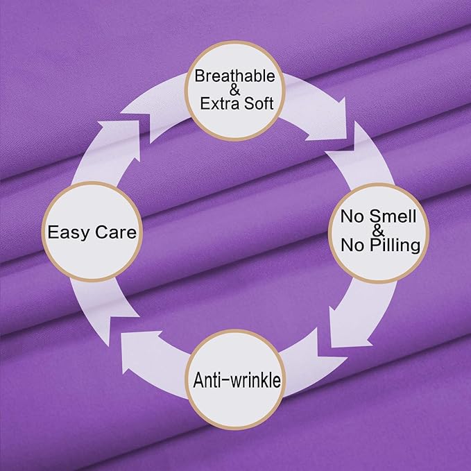 4 Piece Bed Sheet Set (Full,Violet) 1 Flat Sheet,1 Fitted Sheet and 2 Pillow Cases,Brushed Microfiber Luxury Bedding with Deep Pockets