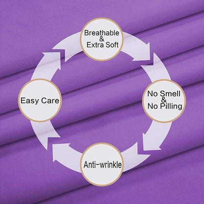 4 Piece Bed Sheet Set (Full,Violet) 1 Flat Sheet,1 Fitted Sheet and 2 Pillow Cases,Brushed Microfiber Luxury Bedding with Deep Pockets