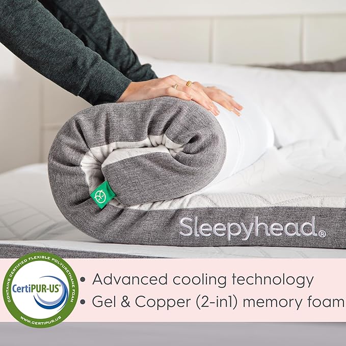 Sleepyhead King 3 Inch Premium Super Mattress Topper – Gel & Copper Infused Memory Foam Bed Topper – Cooling, Soft Support + Comfort, Foam Made in USA, CertiPUR-US Certified (King 3")