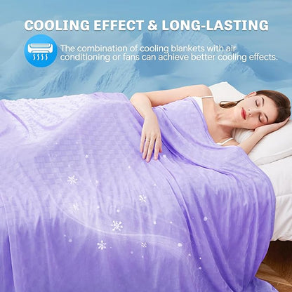 AmyHomie Cooling Summer Blanket with Double Sided Cold Effect, Breathable, Lightweight, Arc-Chill Q-Max>0.5 Cool Fiber, for Hot Sleepers Night Sweats, Dark Gray Checkered, 90"x90"Queen Size