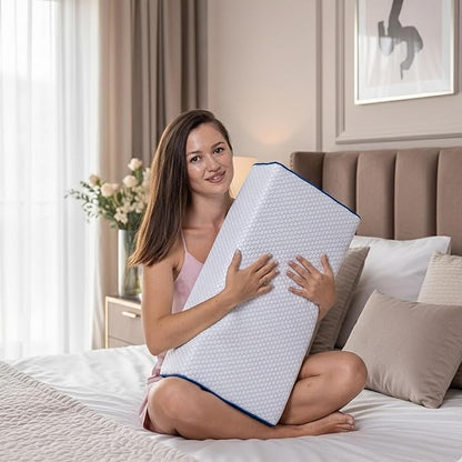 Cube Pillow for Side Sleepers – Adjustable Height 4–5" – Cooling Memory Foam – Cervical Pillow for Neck & Shoulder Pain Relief – Rectangular Pillow with Washable Ventilated Cover & Sleeping Mask