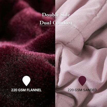 Satwip Weighted Blanket Queen Size 15lbs Fuzzy Warm Flannel Throw Blanket with Soft Breathable Sanded, 60 x 80 inches, Red Pink