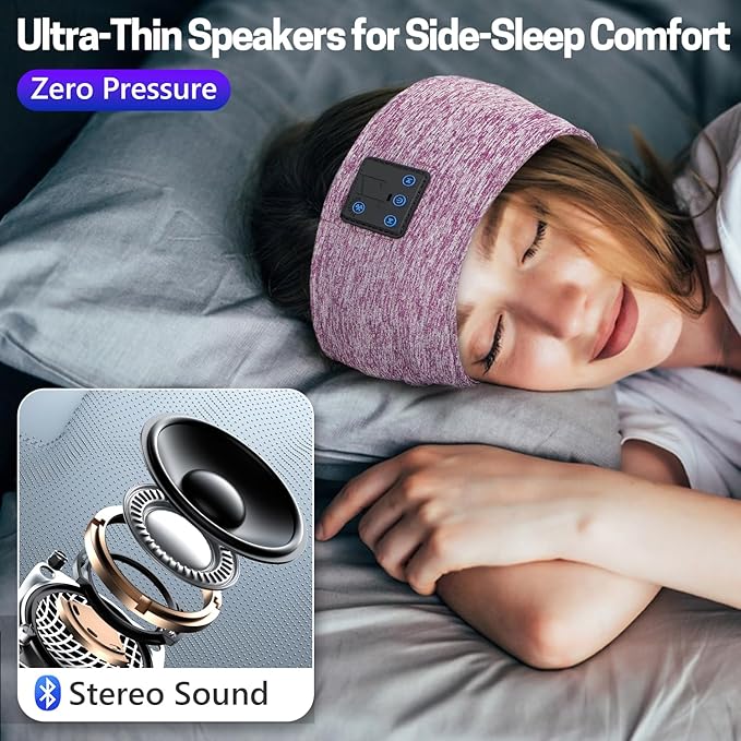 Aurya Sleep Headphones Sports Wireless Bluetooth Headband for Side Sleeper, Bluetooth 5.4, with Ultra-Thin HD Stereo Speaker, Sleeping Headphone for Women Men Running Yoga Workout