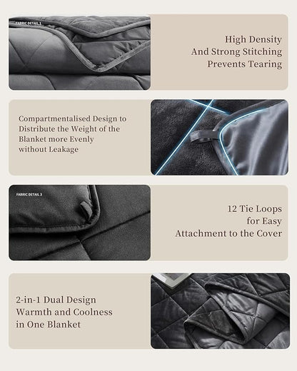 L'AGRATY Queen/King Size Weighted Blanket for Adults 15lbs, 80"x87" — Cooling Breathable Heavy Blanket with Glass Beads for Sleeping Perfect Hot Sleepers & Couples Machine Washable All-Season Grey