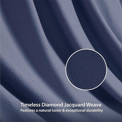 Queen Size Blanket, 70% Rayon (Derived from Bamboo) and 30% Cotton, Lightweight Jacquard Weave, Breathable and Soft Summer Blanket for Bed or Couch, 90” x 90”, Navy