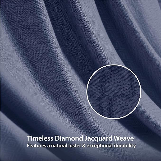 King Size Blanket, 70% Rayon (Derived from Bamboo) and 30% Cotton, Lightweight Jacquard Weave, Breathable and Soft Summer Blanket for Bed or Couch, 108” x 90”, Navy