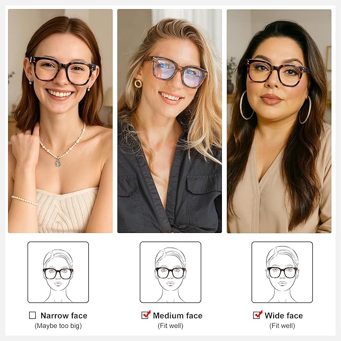 Madison Avenue Blue Light Blocking Glasses Oversized Fashion Blue Light Blocker for Women Anti Eyestrain & UV Protection Computer Eyeglasses (Black)