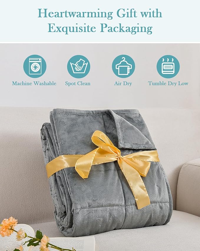 Topblan Weighted Blanket Queen Size 20lbs, Adult Weighted Blankets with Soft Warm Fabric for Sleeping and Calming, Adult Heavy Blanket for Sofa Bed, Grey, 60 x 80 inches