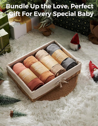 Momcozy Muslin Swaddle Blankets for Baby Boys and Girls, 4-Pack Breathable and Skin-Friendly Receiving Blanket Wrap, Baby Essentials, Registry & Gift, 47 x 47 inches