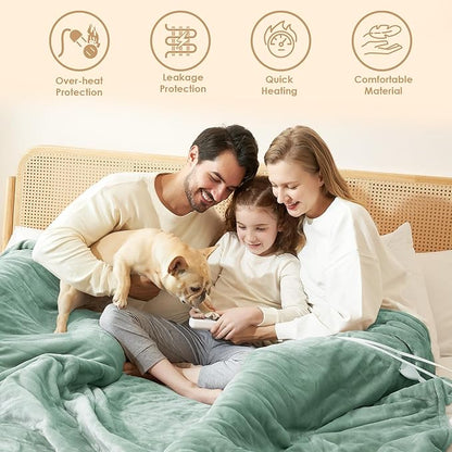 EHEYCIGA Heated Blanket - Electric Throw with 9 Heating Levels & 10 Hr Auto Off, Soft Cozy Sherpa Washable Blanket, 50 x 60 Inches