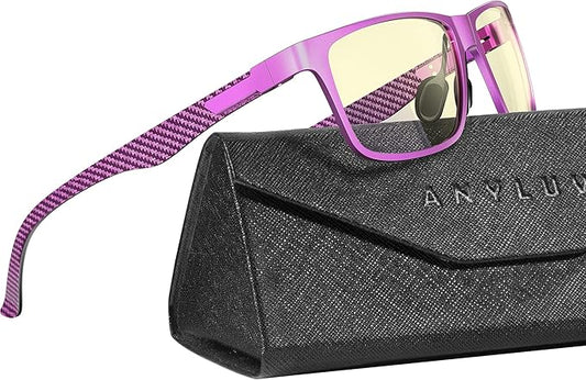 ANYLUV Blue Light Blocking Glasses Men Computer Gaming Glasses Lightweight Al-Mg Metal Anti Eyestrain Eye Protection