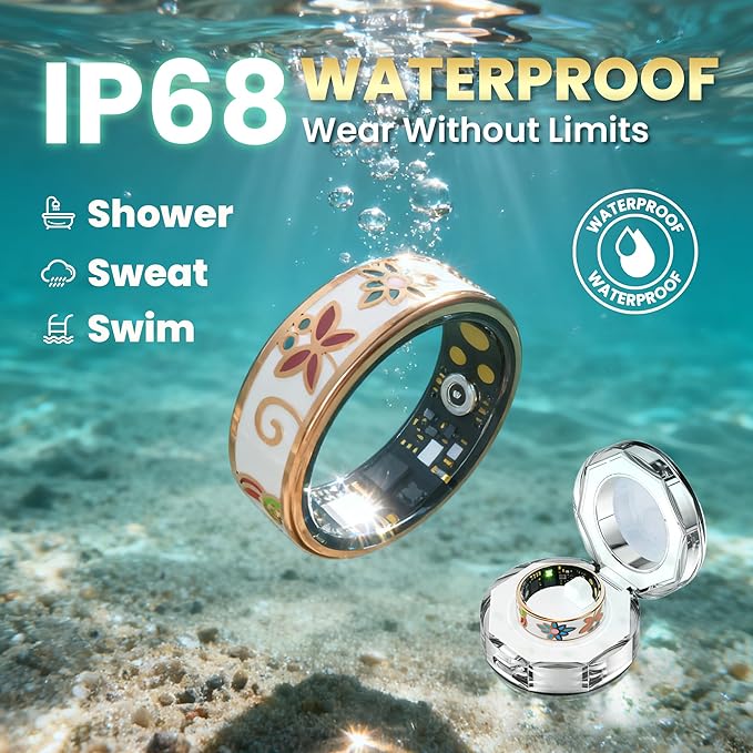 Enamel Craft Smart Ring for Women & Men - No Subscription Fee Fitness Tracker with Sleep Tracking, Heart Rate, SpO2 - IP68 Waterproof for iPhone Android - Activity Tracker, Remote Camera (13)