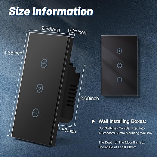 BSEED Dimmer Switch, 2.4GHz Smart Dimmer Light Switch Compatible with Alexa and Google Home, Neutral Wire Required, Touch Single Pole Dimmer Switch for Lamp, Remote Voice Control, Black