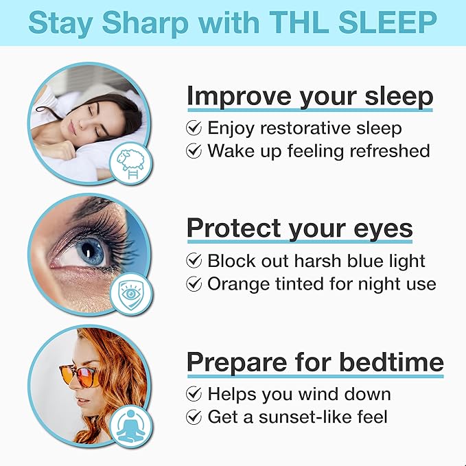 +1.0 +1.5 +2.0 +2.5 Orange Blue Light Blocking Reading Glasses for Better Sleep - Migraine Glasses for Women & Men