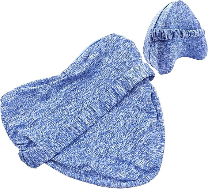 Knee Pillow Cover with Elastic Strap for Contour Legacy Leg & Knee Foam Support Pillow, Compatible with Knee Pillow for Side Sleepers-Cover ONLY(Blue)