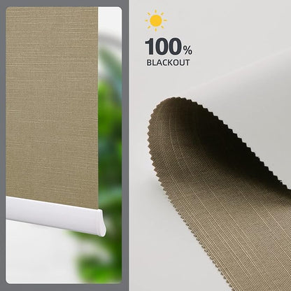 ZSTARR Motorized Blackout Window Blinds Remote Control Automated Window Blinds Rechargeable Roller Shades Blinds with Valance,Customized Size (Khaki)