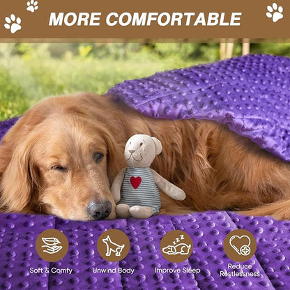 Yescool Purple Weighted Blanket for Dogs, 3 lb Thunder Blankets Shirt for Dogs, 36 x 48 inch Medium Puppy Blanket for 20-45lb, Weighted Pet Blankets for Thunderstorms, Fireworks and Construction Noise