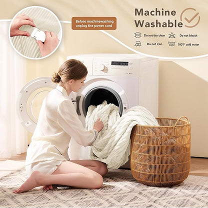 Homemate Heated Blanket Electric Throw - 50"x60" Heating Blanket Throw 1/2/4/6/8 Hours Auto-Off 10 Heat Levels Over-Heat Protection Soft Flannel Sherpa ETL Certification