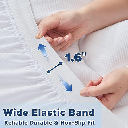 King Mattress Pad for Back & Hip Pain Relief, Pillow Top Cooling Bed Topper Quilted Fitted, Hotel Quality Deep Pocket Soft King Mattress Protector Cover Washable (78x80 inch, White)