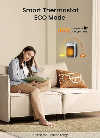 Brightown Plug In Space Heater for Indoor Use, 800W Small Wall Outlet Heater with Remote and Thermostat, LED Display, 12H Timer, Overheat Protection for Bathroom Bedroom Office Home