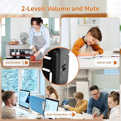 VOCOO Magnetic Kitchen Timer for Cooking with Count Up Countdown, Digital Timer Battery Powered with Large Display, 2 Brightness and Volume Levels for Classroom, Teacher, Kids (Dark Black)