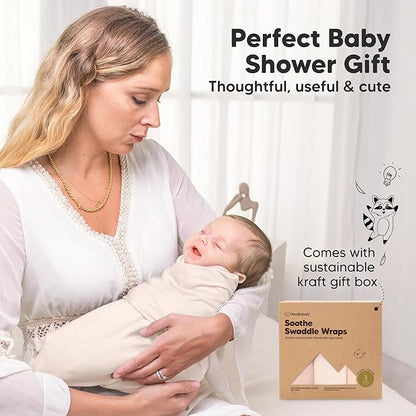 3-Pack Organic Baby Swaddle Sleep Sacks - Swaddles for Newborns, Infant 0-3 Months, Baby Girls, Boys, Soft & Snug Newborn Sleep Sack, Nursery Swaddling Blankets (Angelic, OS)