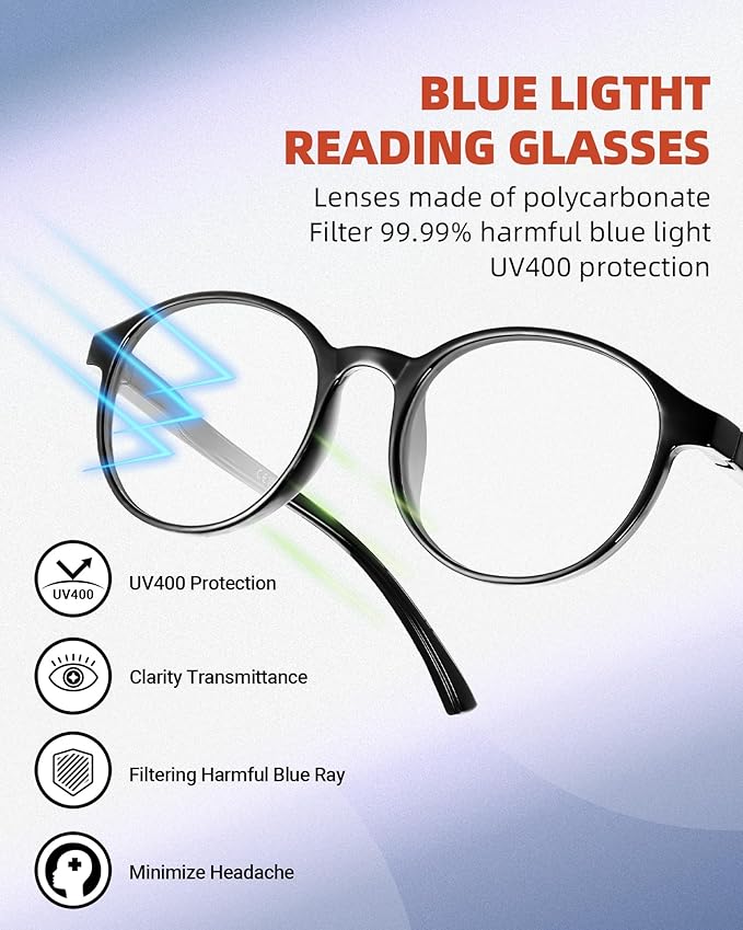 5 Pack Reading Glasses For Women,Blue Light Blocking Computer Reader Spring Hinge Eyeglasses