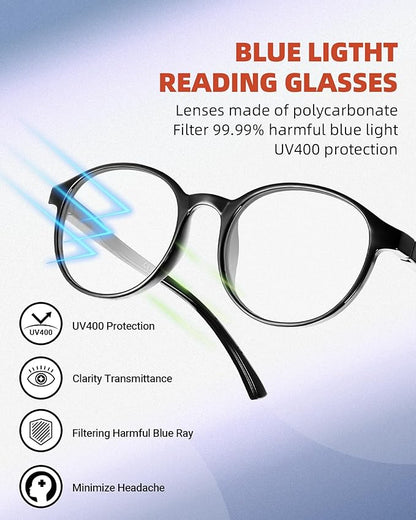5 Pack Reading Glasses For Women,Blue Light Blocking Computer Reader Spring Hinge Eyeglasses