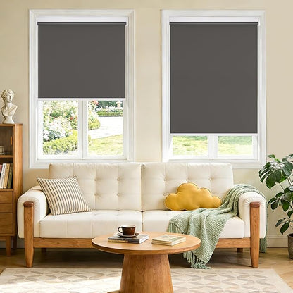 Grandekor Motorized Blinds with Remote | Blackout Cordless Electric Roller Shade Window Treatments, Compatible with Alexa/Google Assistant, for Bedroom, Living Room & Office,Dark Grey|39" W x 72" H
