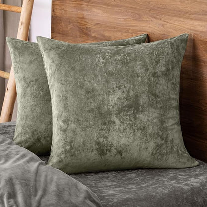 PHF Truly Velvet Euro Sham, 26"x 26",No Insert, 2 Pack Color Gradient Euro Throw Pillow Covers, Ultra Soft Cozy Pillow Covers for Home Decorative, No Shedding, No Pilling, Vetiver