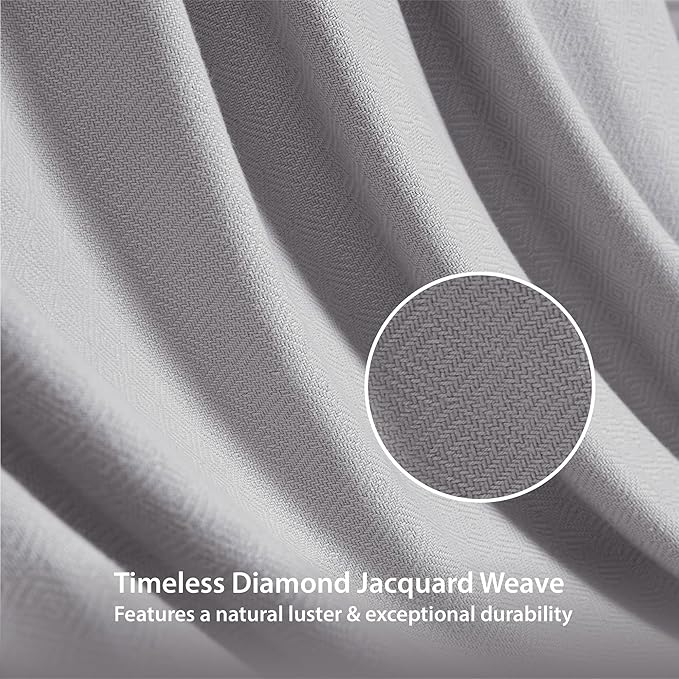King Size Blanket, 70% Rayon (Derived from Bamboo) and 30% Cotton, Lightweight Jacquard Weave, Breathable and Soft Summer Blanket for Bed or Couch, 108” x 90”, Grey