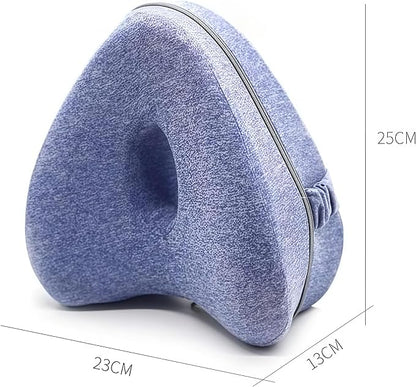 Leg Pillow for Side Sleepers, Memory Foam Knee Pillow with Elastic Strap, Contoured Leg Cushion for Hip & Spine Alignment, Comfort Support Pillow for Sleeping, Home, Office - Grey