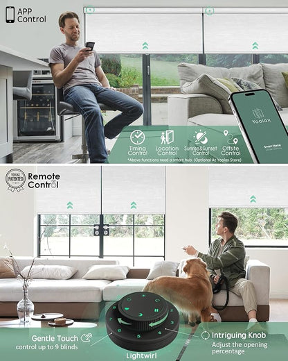 Yoolax Motorized Blinds with Remote, Smart Blinds for Windows Blackout Automatic Shades Work with Alexa Remote Control Roller Window Shades with Valance, Custom Size (Jacquard White)