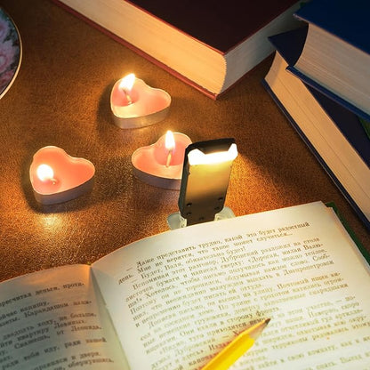 Retisee 12 Pack USB Rechargeable Book Light for Reading in Bed Foldable Clip on LED Booklight 3 Amber Colors &2 Brightness Dimmable Long Lasting Portable Bookmark Lamp for Book Lovers