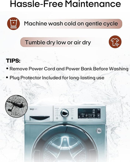 ZonLi Heated Blanket Battery Operated, Wearable Portable Electric Blanket with Rechargeable Battery, 50"x60"Cordless Heated Blanket, Waterproof, Machine Washable(Light Gray)