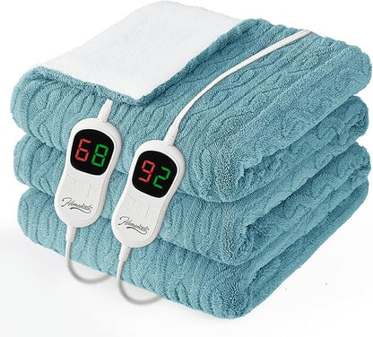 Homemate Electric Heated Blanket Queen - 84"x90" Heating Bed Blankets Throw with 10 Heating Levels 8 Hours Auto Off Fast Heating Over-Heated Protection Ultra Soft Warm Flannel ETL Certified